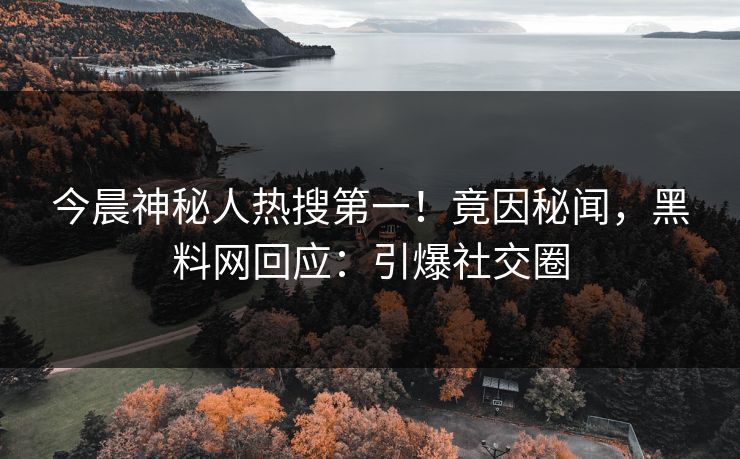 今晨神秘人热搜第一!竟因秘闻,黑料网回应:引爆社交圈