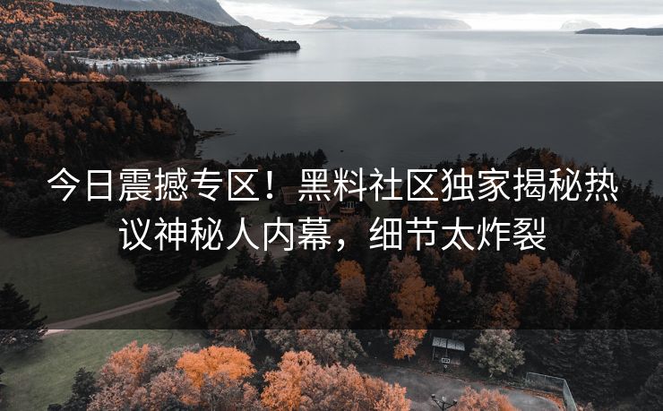 今日震撼专区！黑料社区独家揭秘热议神秘人内幕，细节太炸裂