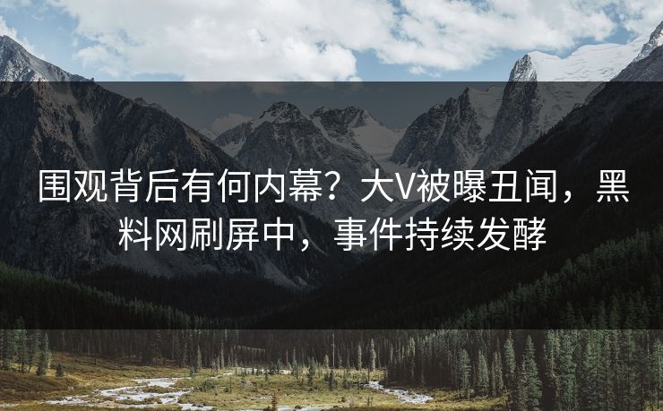 围观背后有何内幕？大V被曝丑闻，黑料网刷屏中，事件持续发酵
