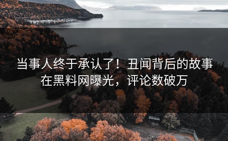 当事人终于承认了！丑闻背后的故事在黑料网曝光，评论数破万