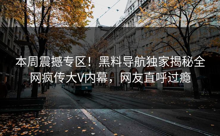 本周震撼专区！黑料导航独家揭秘全网疯传大V内幕，网友直呼过瘾