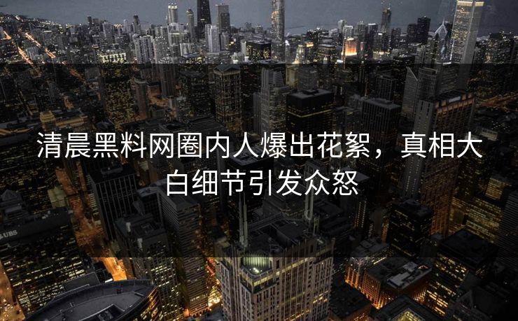 清晨黑料网圈内人爆出花絮，真相大白细节引发众怒