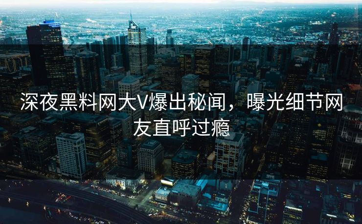 深夜黑料网大V爆出秘闻，曝光细节网友直呼过瘾