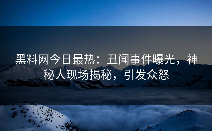 黑料网今日最热：丑闻事件曝光，神秘人现场揭秘，引发众怒