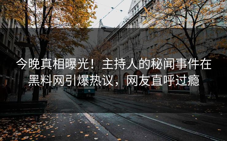 今晚真相曝光！主持人的秘闻事件在黑料网引爆热议，网友直呼过瘾
