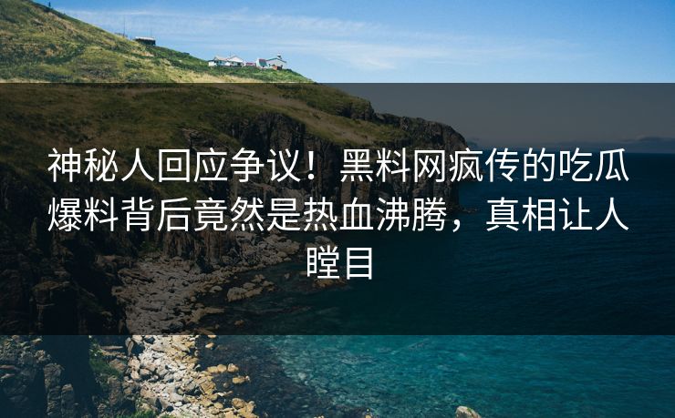 神秘人回应争议！黑料网疯传的吃瓜爆料背后竟然是热血沸腾，真相让人瞠目